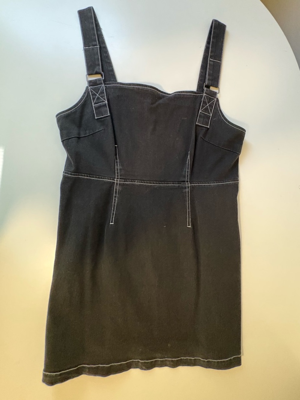 90’s Style Black Denim Mini Dress with White Contrast Stitching